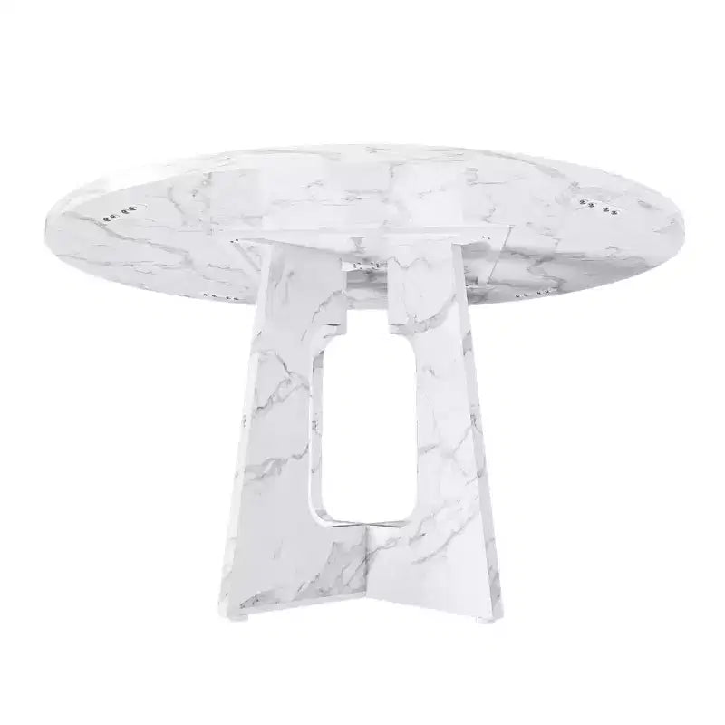 Table de salle à manger ronde 47", pied central style Mid-Century, 24 places