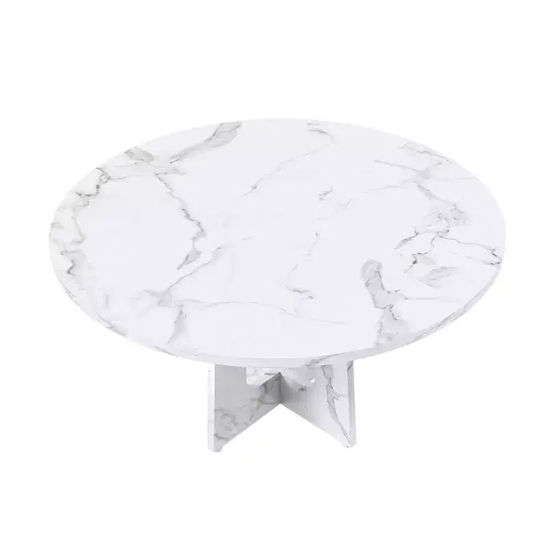 Table de salle à manger ronde 47", pied central style Mid-Century, 24 places