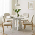 Table de salle à manger ronde 47", pied central style Mid-Century, 24 places