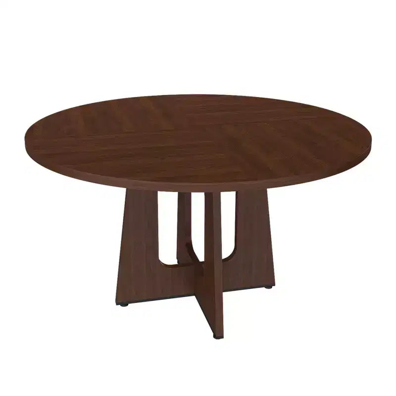 Table de salle à manger ronde 47", pied central style Mid-Century, 24 places