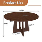 Table de salle à manger ronde 47", pied central style Mid-Century, 24 places