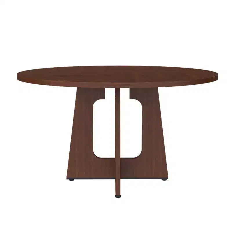 Table de salle à manger ronde 47", pied central style Mid-Century, 24 places