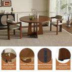 Table de salle à manger ronde 47", pied central style Mid-Century, 24 places