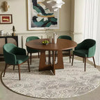 Table de salle à manger ronde 47", pied central style Mid-Century, 24 places