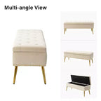 Banc de rangement Hippolytus avec garniture cloutée et capitonnage pour chambre à coucher
