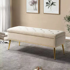 Banc de rangement Hippolytus avec garniture cloutée et capitonnage pour chambre à coucher