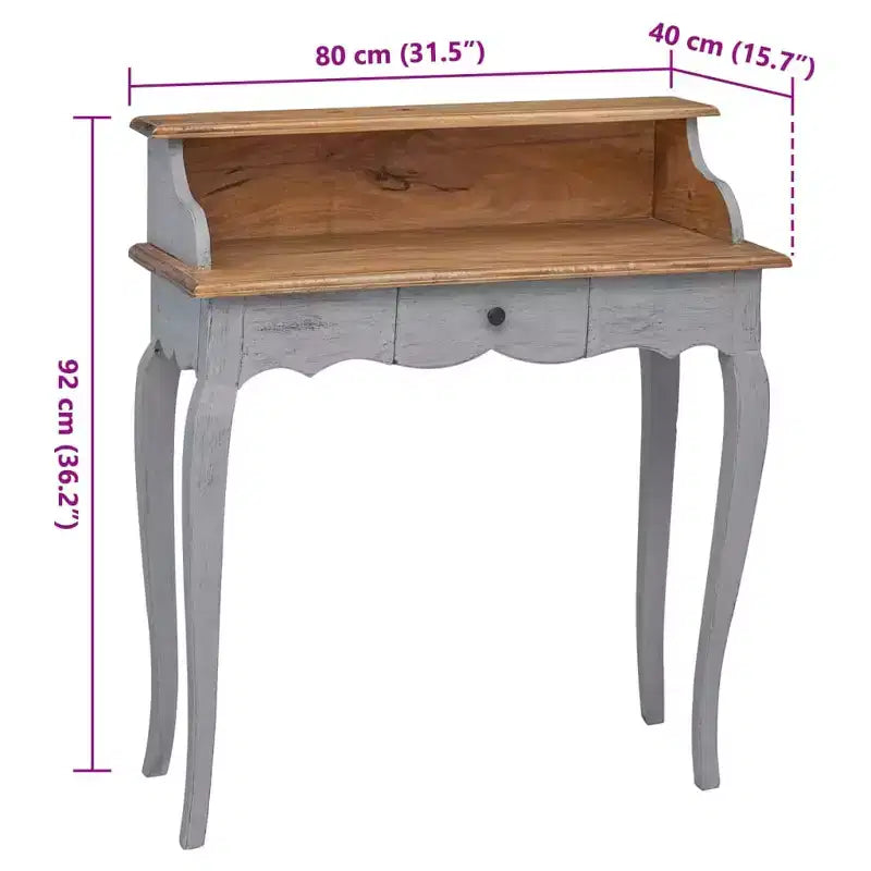 Bureau Acajou, Gris Bois d'acajou massif