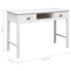 Bureau en bois de paulownia massif et bois de peuplier massif, blanc, moyen