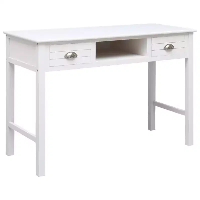 Bureau en bois de paulownia massif et bois de peuplier massif, blanc, moyen