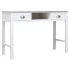 Bureau en bois de paulownia massif et bois de peuplier massif, blanc, moyen