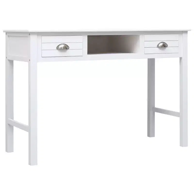 Bureau en bois de paulownia massif et bois de peuplier massif, blanc, moyen
