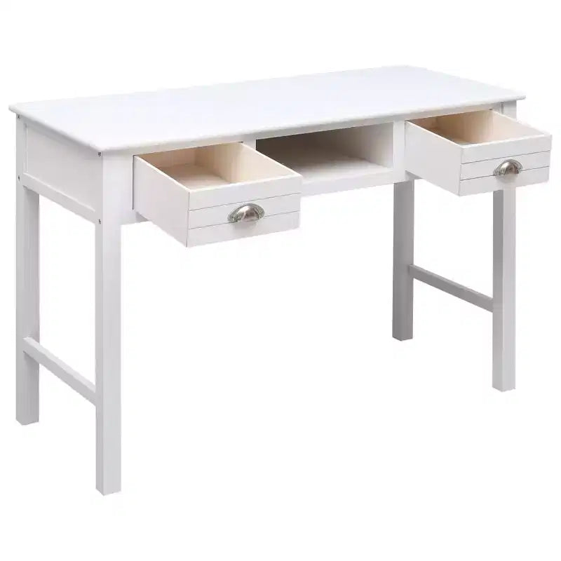 Bureau en bois de paulownia massif et bois de peuplier massif, blanc, moyen