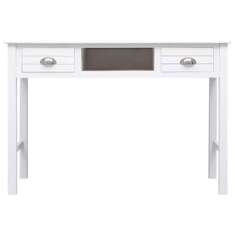 Bureau en bois de paulownia massif et bois de peuplier massif, blanc, moyen
