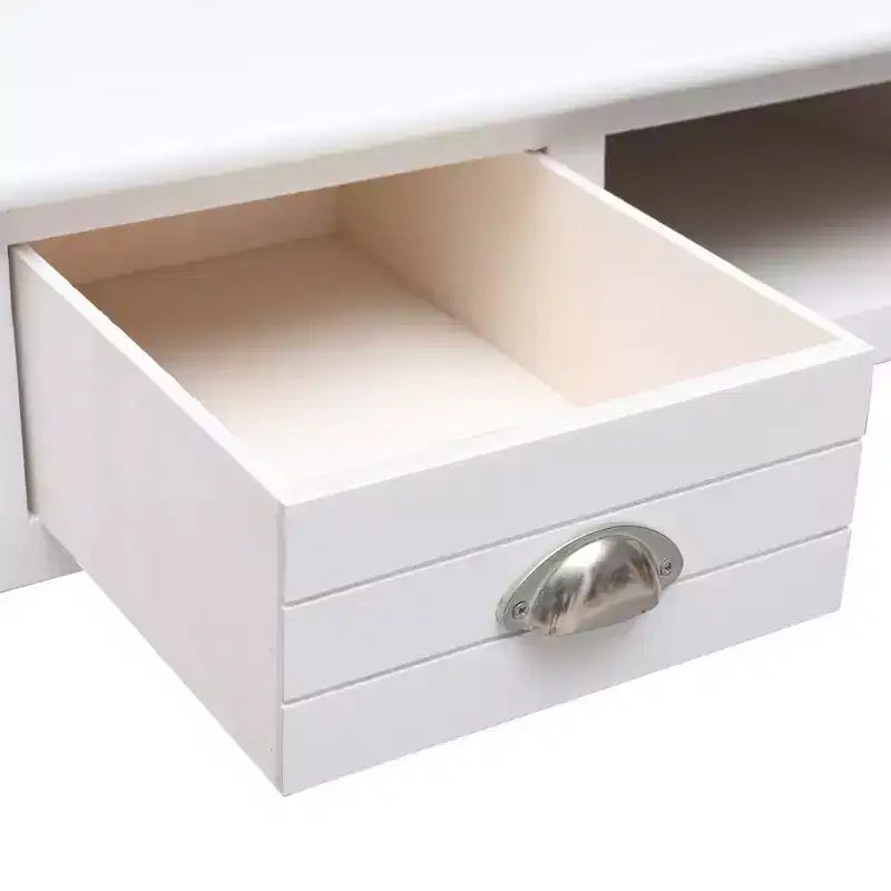 Bureau en bois de paulownia massif et bois de peuplier massif, blanc, moyen