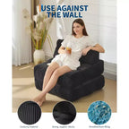 Canapé-lit pliable 3-en-1 avec oreiller, fauteuil de couchage convertible en velours côtelé pour salon, chambre, dortoir ou appartement
