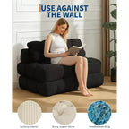 Canapé-lit pliable 3-en-1 avec oreiller, fauteuil de couchage convertible en velours côtelé pour salon, chambre, dortoir ou appartement