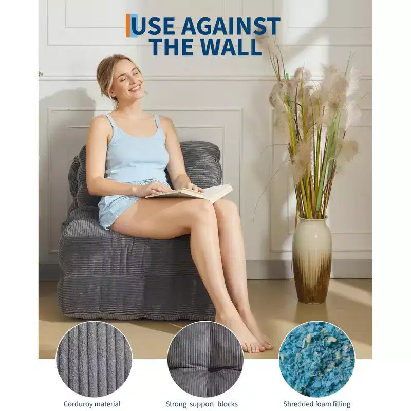 Canapé-lit pliable 3-en-1 avec oreiller, fauteuil de couchage convertible en velours côtelé pour salon, chambre, dortoir ou appartement