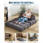 Canapé-lit pliable 3-en-1 avec oreiller, fauteuil de couchage convertible en velours côtelé pour salon, chambre, dortoir ou appartement