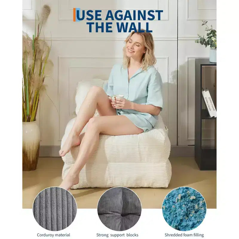 Canapé-lit pliable 3-en-1 avec oreiller, fauteuil de couchage convertible en velours côtelé pour salon, chambre, dortoir ou appartement