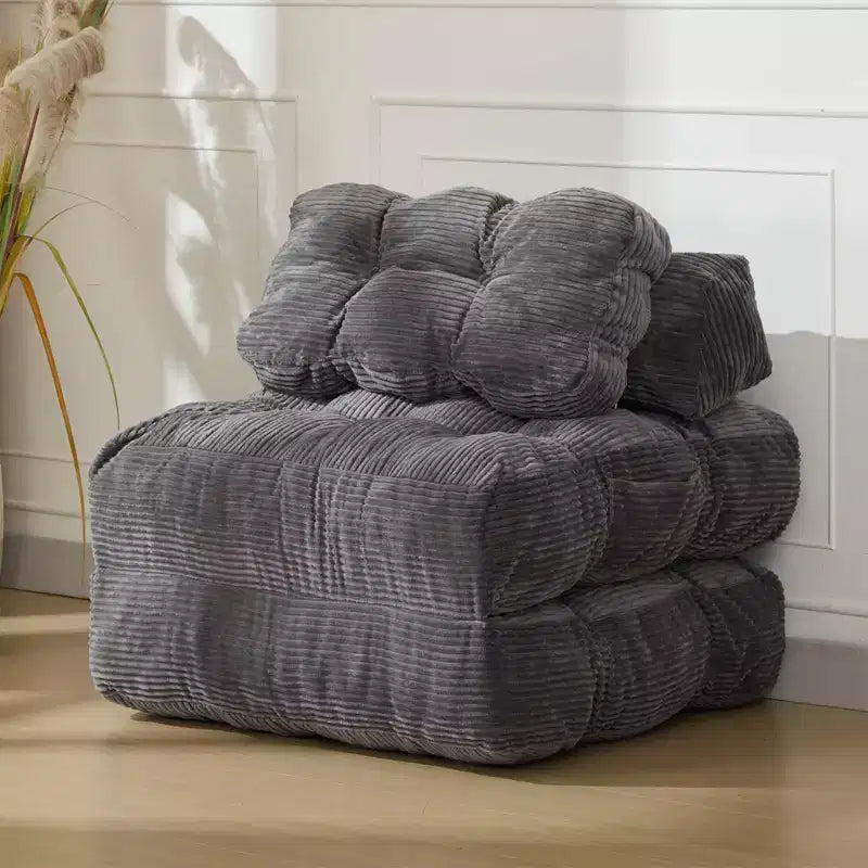 Canapé-lit pliable 3-en-1 avec oreiller, fauteuil de couchage convertible en velours côtelé pour salon, chambre, dortoir ou appartement