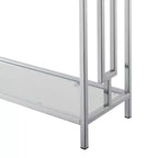 Console chromée avec étagère, faux marbre blanc/cadre chromé