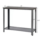 Table console de canapé avec étagère de rangement, cadre métallique, aspect bois, table d'entrée, argent/noir