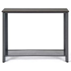 Table console de canapé avec étagère de rangement, cadre métallique, aspect bois, table d'entrée, argent/noir