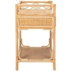 Table de chevet 1 tiroir 1 étagère en bois et rotin