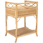 Table de chevet 1 tiroir 1 étagère en bois et rotin