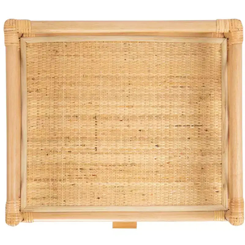 Table de chevet 1 tiroir 1 étagère en bois et rotin