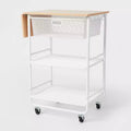 Metal Storage Cart with Mesh Drawer and Wood Top - Brightroom