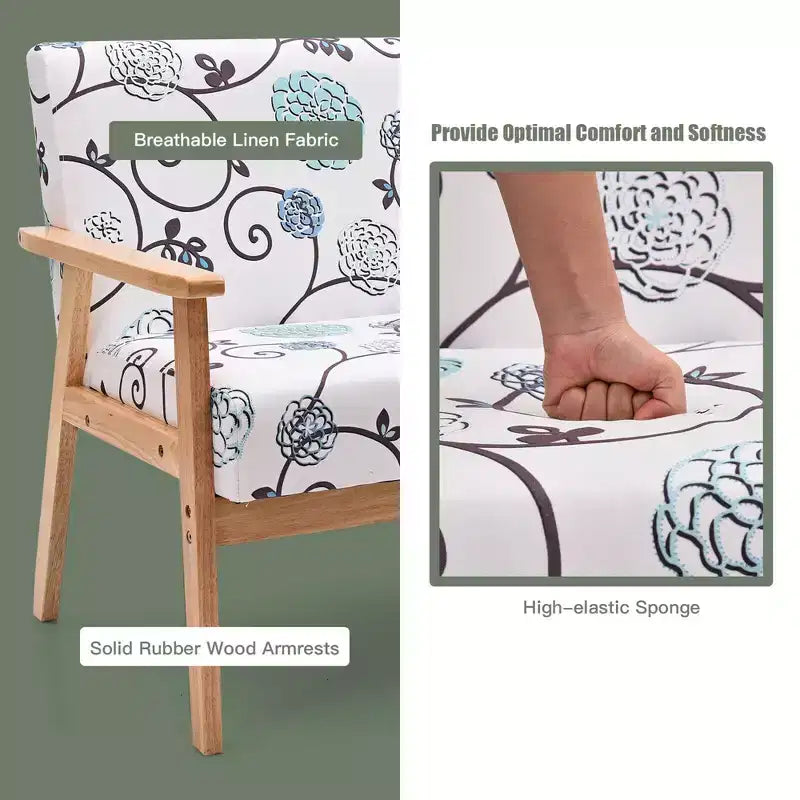 Canapé causeuse moderne en tissu rembourré 2 places avec accoudoirs en bois