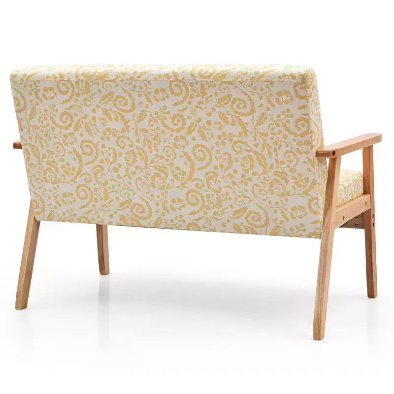 Canapé causeuse moderne en tissu rembourré 2 places avec accoudoirs en bois