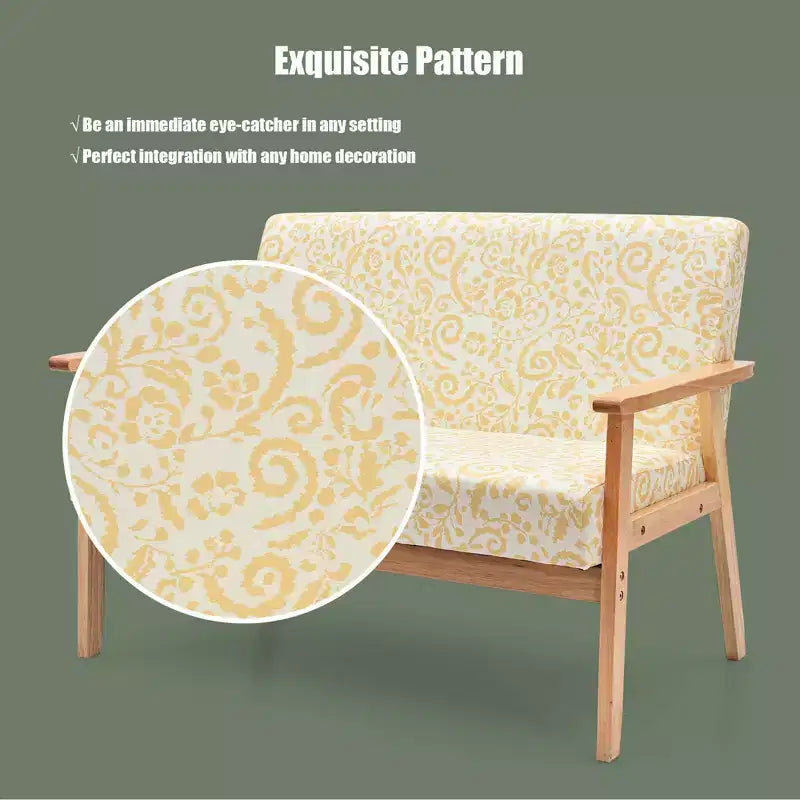 Canapé causeuse moderne en tissu rembourré 2 places avec accoudoirs en bois