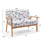 Canapé causeuse moderne en tissu rembourré 2 places avec accoudoirs en bois