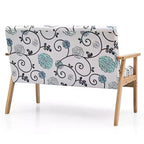 Canapé causeuse moderne en tissu rembourré 2 places avec accoudoirs en bois