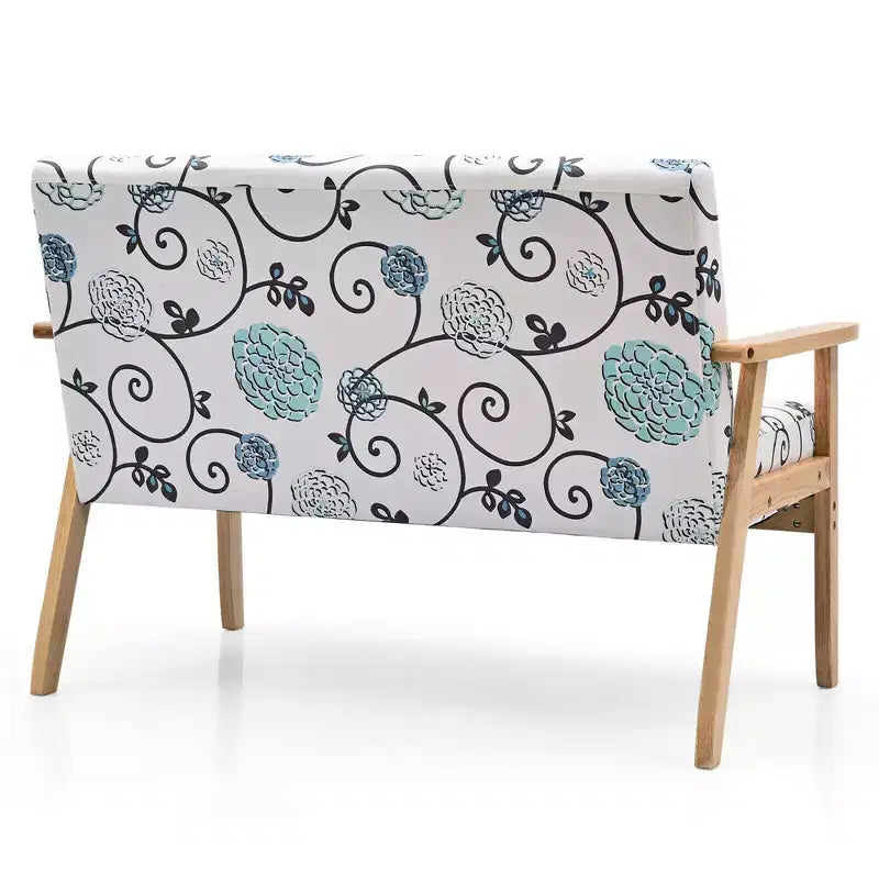 Canapé causeuse moderne en tissu rembourré 2 places avec accoudoirs en bois