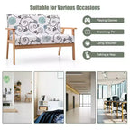 Canapé causeuse moderne en tissu rembourré 2 places avec accoudoirs en bois