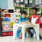 Étagère à Livres pour Enfants avec 4 Poches en Tissu et 2 Bacs de Rangement Espresso/Beige