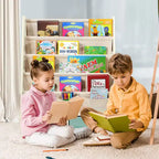 Étagère à Livres pour Enfants avec 4 Poches en Tissu et 2 Bacs de Rangement Espresso/Beige