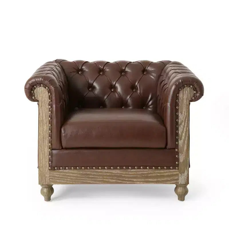 Fauteuil club capitonné Castalia Chesterfield avec clous décoratifs Midnight