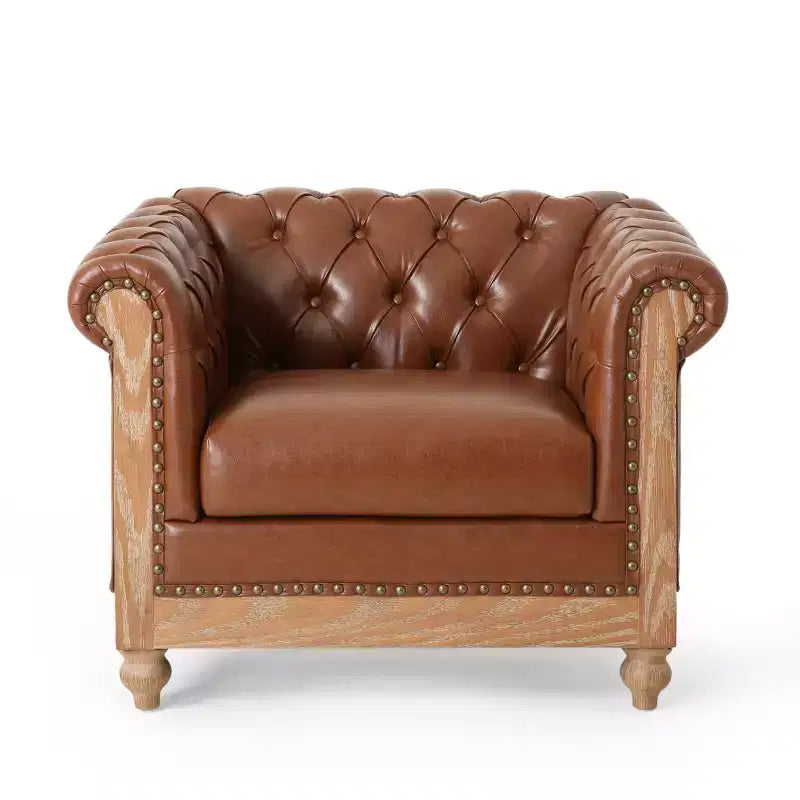 Fauteuil club capitonné Castalia Chesterfield avec clous décoratifs Midnight