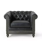 Fauteuil club capitonné Castalia Chesterfield avec clous décoratifs Midnight
