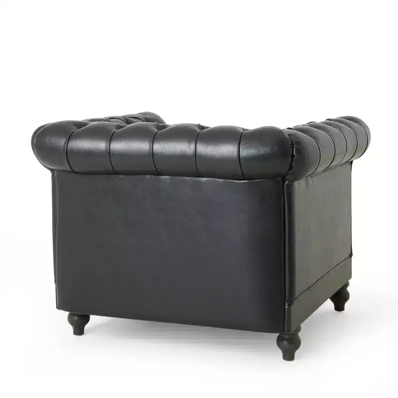 Fauteuil club capitonné Castalia Chesterfield avec clous décoratifs Midnight