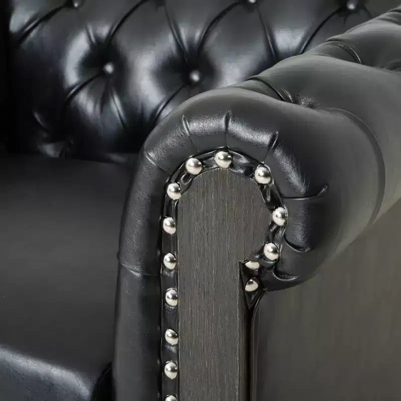 Fauteuil club capitonné Castalia Chesterfield avec clous décoratifs Midnight